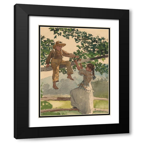 On the Fence Black Modern Wood Framed Art Print with Double Matting by Homer, Winslow