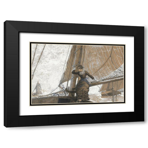 Yachting Girl Black Modern Wood Framed Art Print with Double Matting by Homer, Winslow