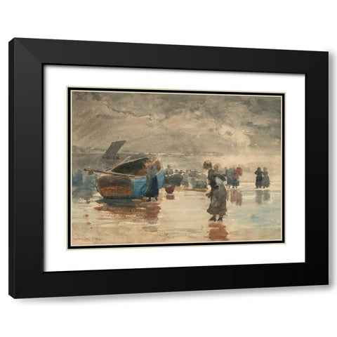 On the Sands Black Modern Wood Framed Art Print with Double Matting by Homer, Winslow