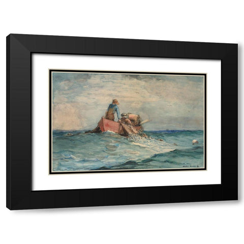 Hauling in the Nets Black Modern Wood Framed Art Print with Double Matting by Homer, Winslow