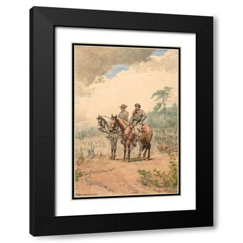 Two Scouts Black Modern Wood Framed Art Print with Double Matting by Homer, Winslow