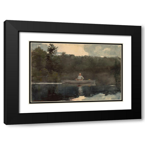 The Lone Fisherman Black Modern Wood Framed Art Print with Double Matting by Homer, Winslow