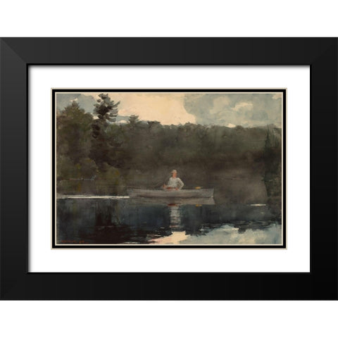 The Lone Fisherman Black Modern Wood Framed Art Print with Double Matting by Homer, Winslow