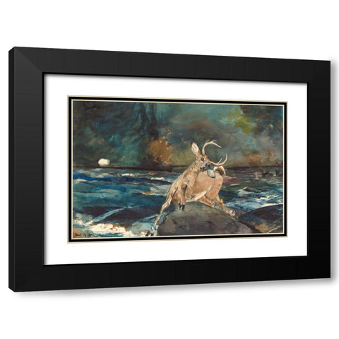A Good Shot, Adirondacks Black Modern Wood Framed Art Print with Double Matting by Homer, Winslow