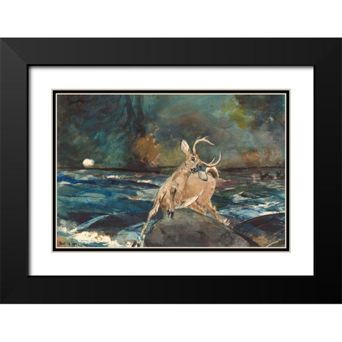 A Good Shot, Adirondacks Black Modern Wood Framed Art Print with Double Matting by Homer, Winslow