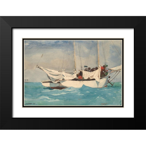 Key West, Hauling Anchor Black Modern Wood Framed Art Print with Double Matting by Homer, Winslow