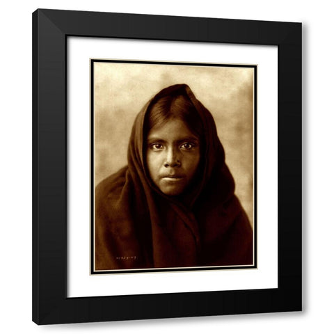 Qahatika girl, Arizona, 1907 Black Modern Wood Framed Art Print with Double Matting by Curtis, Edward