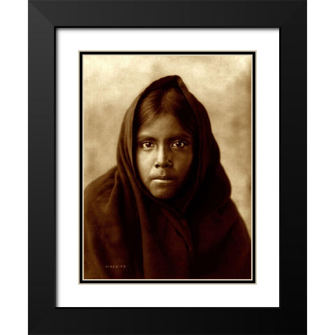 Qahatika girl, Arizona, 1907 Black Modern Wood Framed Art Print with Double Matting by Curtis, Edward