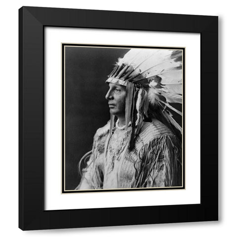 White Shield, Arikara Black Modern Wood Framed Art Print with Double Matting by Curtis, Edward