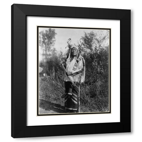 Long Time Dog, Hidatsa Black Modern Wood Framed Art Print with Double Matting by Curtis, Edward