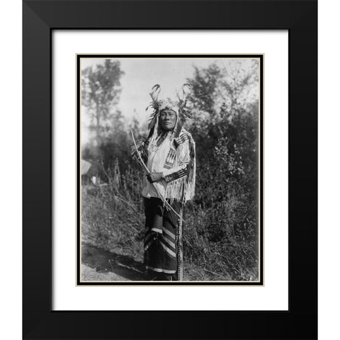 Long Time Dog, Hidatsa Black Modern Wood Framed Art Print with Double Matting by Curtis, Edward