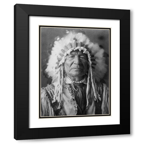 Sitting Bear, Arikara Black Modern Wood Framed Art Print with Double Matting by Curtis, Edward