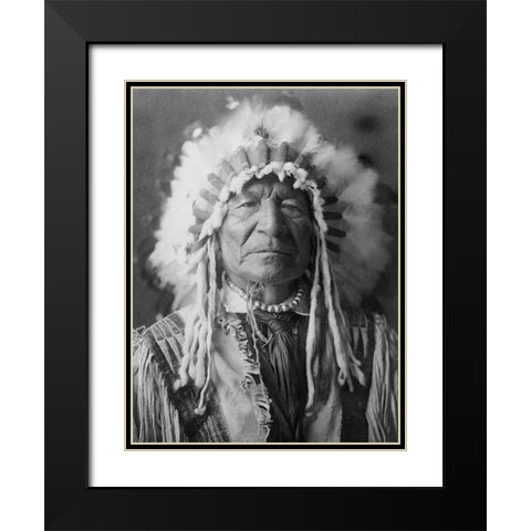 Sitting Bear, Arikara Black Modern Wood Framed Art Print with Double Matting by Curtis, Edward