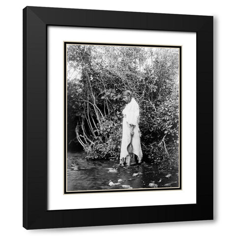 At the waters edge, Arikara Black Modern Wood Framed Art Print with Double Matting by Curtis, Edward