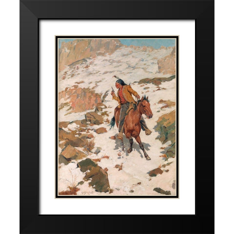 In Hot Pursuit Black Modern Wood Framed Art Print with Double Matting by Schreyvogel, Charles