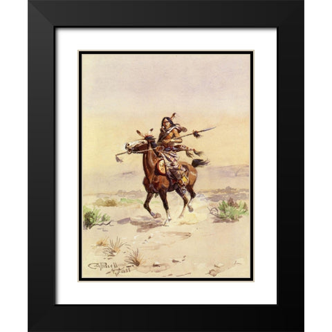 Nobleman of the Plains Black Modern Wood Framed Art Print with Double Matting by Russell, Charles Marion