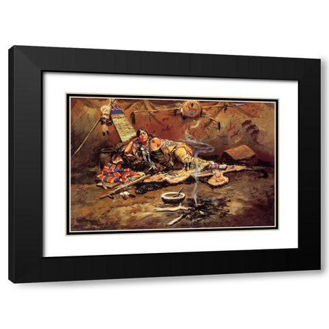 Waiting and Mad Black Modern Wood Framed Art Print with Double Matting by Russell, Charles Marion
