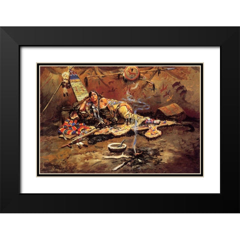 Waiting and Mad Black Modern Wood Framed Art Print with Double Matting by Russell, Charles Marion