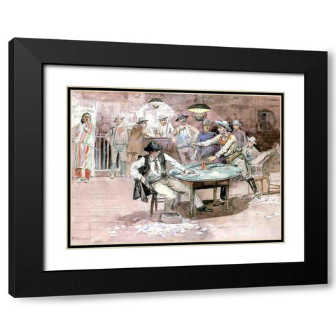 Peaceful Valley Saloon Black Modern Wood Framed Art Print with Double Matting by Russell, Charles Marion