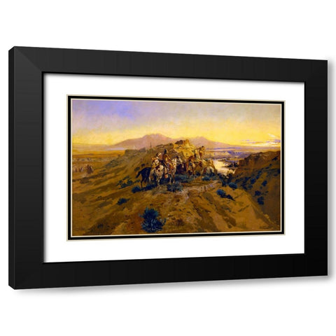 Planning the Attack Black Modern Wood Framed Art Print with Double Matting by Russell, Charles Marion