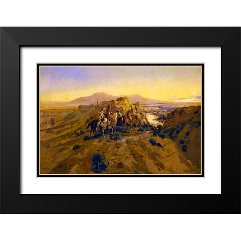 Planning the Attack Black Modern Wood Framed Art Print with Double Matting by Russell, Charles Marion