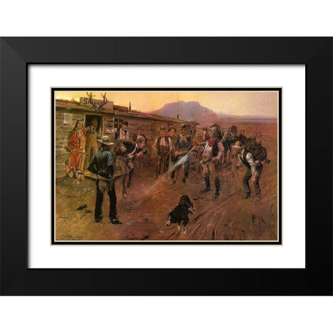 The Tenderfoot Black Modern Wood Framed Art Print with Double Matting by Russell, Charles Marion