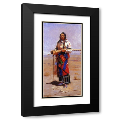Indian Buck Black Modern Wood Framed Art Print with Double Matting by Russell, Charles Marion