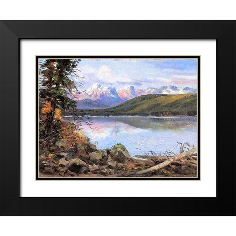 Lake McDonald Black Modern Wood Framed Art Print with Double Matting by Russell, Charles Marion