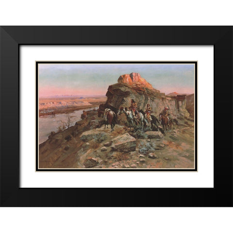 Planning the Attack Black Modern Wood Framed Art Print with Double Matting by Russell, Charles Marion