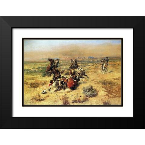 A Strenuous Life Black Modern Wood Framed Art Print with Double Matting by Russell, Charles Marion
