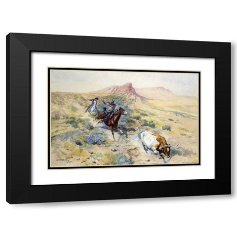 The Herd Quitter Black Modern Wood Framed Art Print with Double Matting by Russell, Charles Marion
