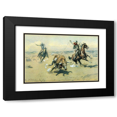 The Bolter-#2 Black Modern Wood Framed Art Print with Double Matting by Russell, Charles Marion
