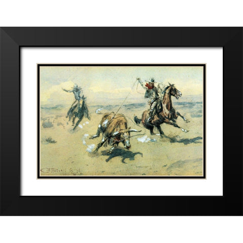 The Bolter-#2 Black Modern Wood Framed Art Print with Double Matting by Russell, Charles Marion