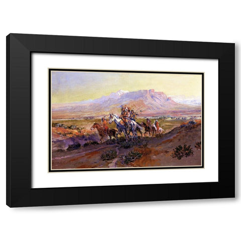 The Forked Trail Black Modern Wood Framed Art Print with Double Matting by Russell, Charles Marion