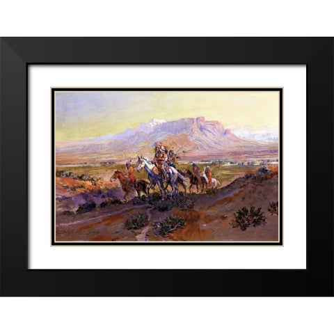 The Forked Trail Black Modern Wood Framed Art Print with Double Matting by Russell, Charles Marion