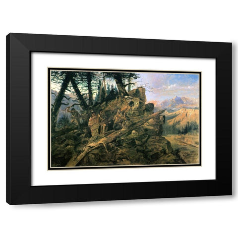 Plunder on the Horizon Black Modern Wood Framed Art Print with Double Matting by Russell, Charles Marion