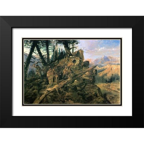 Plunder on the Horizon Black Modern Wood Framed Art Print with Double Matting by Russell, Charles Marion