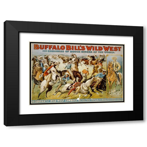 A Company of Wild West Cowboys Black Modern Wood Framed Art Print with Double Matting by Buffalo Bills Wild West Show Poster