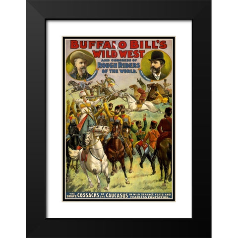 The Brave Cossacks Black Modern Wood Framed Art Print with Double Matting by Buffalo Bills Wild West Show Poster