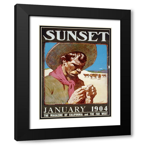 Sunset, January 1904 Black Modern Wood Framed Art Print with Double Matting by Vintage Sunset Magazine Cover