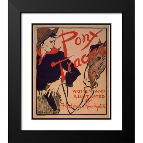 Pony tracks cover Black Modern Wood Framed Art Print with Double Matting by Remington, Frederic