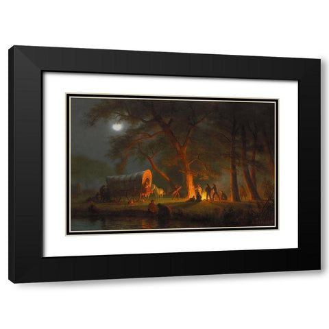 Oregon Trail Black Modern Wood Framed Art Print with Double Matting by Bierstadt, Albert