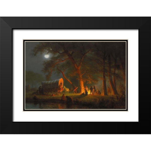 Oregon Trail Black Modern Wood Framed Art Print with Double Matting by Bierstadt, Albert