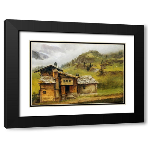 Mountain House Black Modern Wood Framed Art Print with Double Matting by Bierstadt, Albert