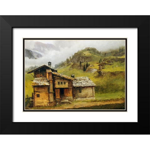 Mountain House Black Modern Wood Framed Art Print with Double Matting by Bierstadt, Albert