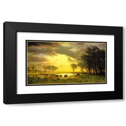 The Buffalo Trail Black Modern Wood Framed Art Print with Double Matting by Bierstadt, Albert