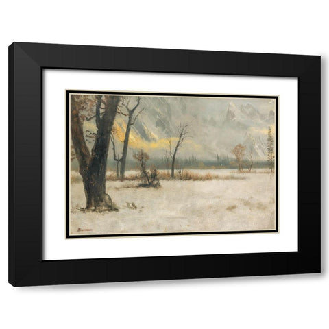 Winter landscape Black Modern Wood Framed Art Print with Double Matting by Bierstadt, Albert