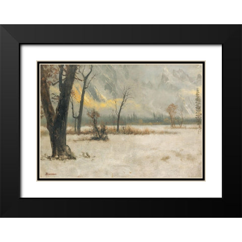 Winter landscape Black Modern Wood Framed Art Print with Double Matting by Bierstadt, Albert