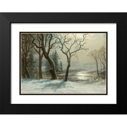 Winter in Yosemite Black Modern Wood Framed Art Print with Double Matting by Bierstadt, Albert