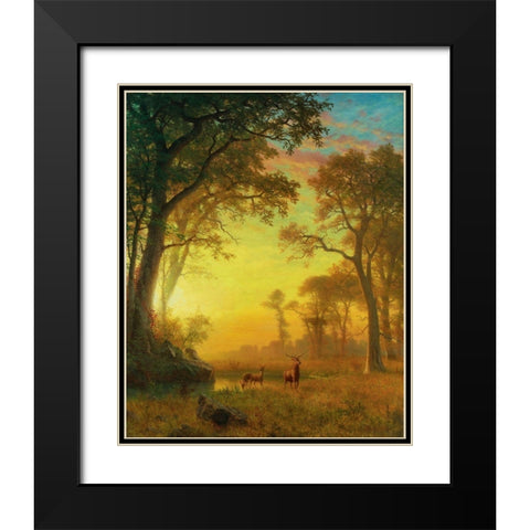 Light in the Forest Black Modern Wood Framed Art Print with Double Matting by Bierstadt, Albert
